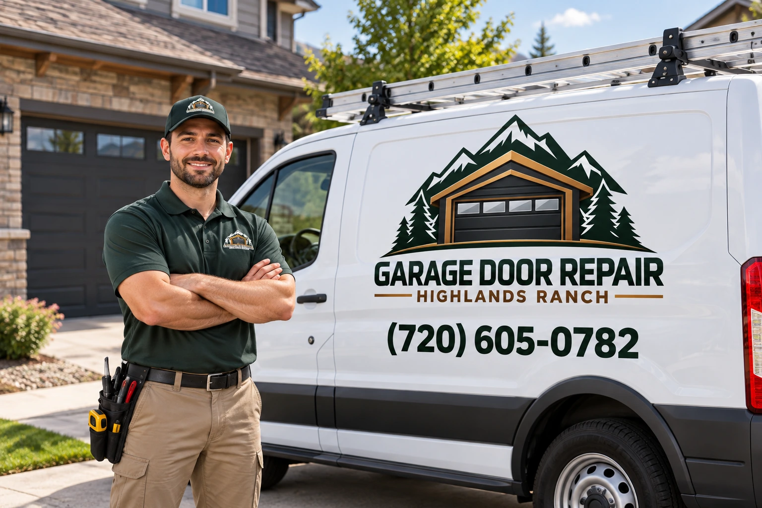 Technician Beside Branded Service Van